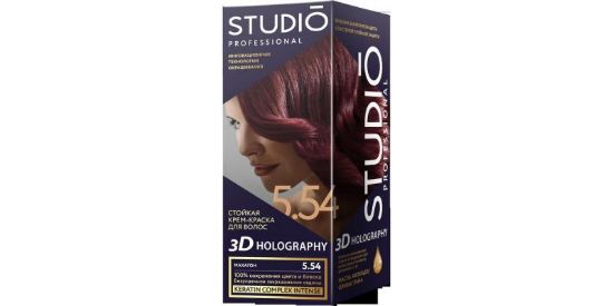Изображение STUDIO Professional/ Стойкая крем-краска для волос 5.54 Махагон, 50/50/15 мл /6
